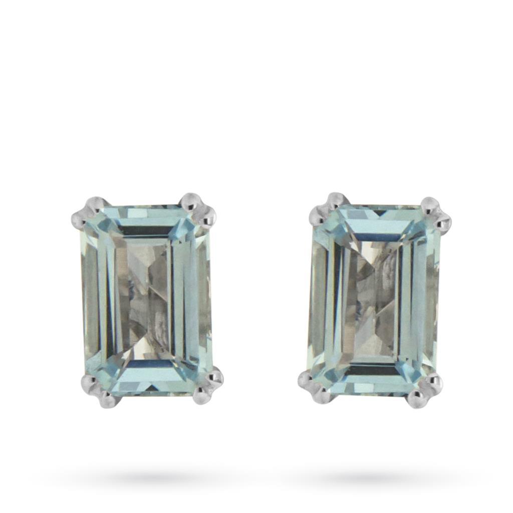18kt white gold earrings with aquamarine ct 1,00 - LUSSO ITALIANO