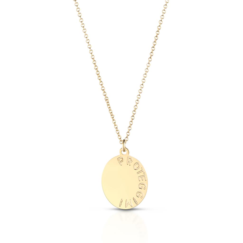  9kt yellow gold necklace with angel charm and engraved heart - LE BEBE