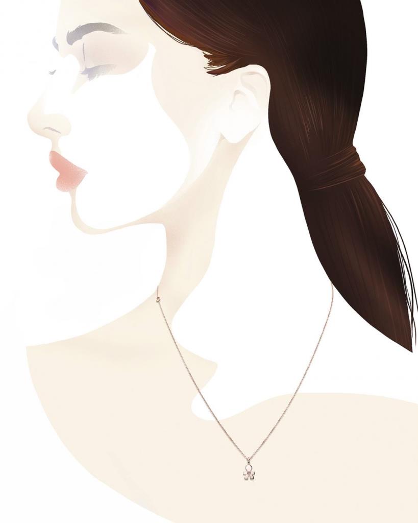  Collana leBebe LBB321 sagoma bimbo oro rosa diamante ct 0,003 - LE BEBE