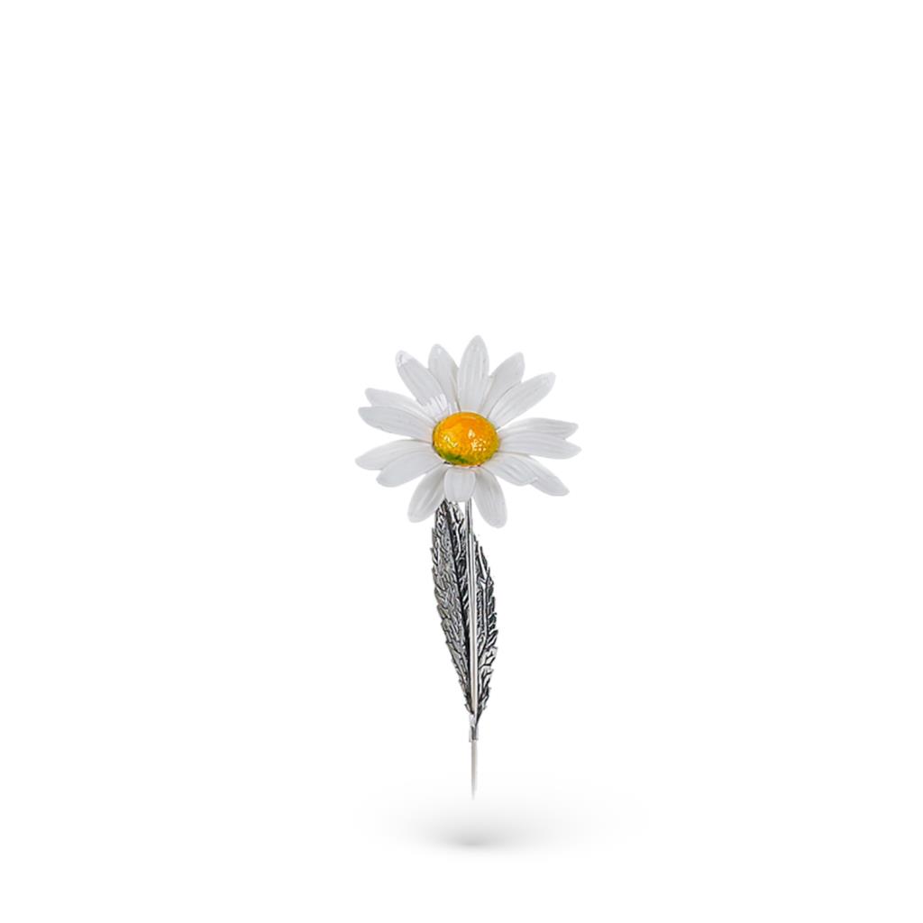 Margherita piccola bianca soprammobile argento smalto 11cm - GI.RO’ART