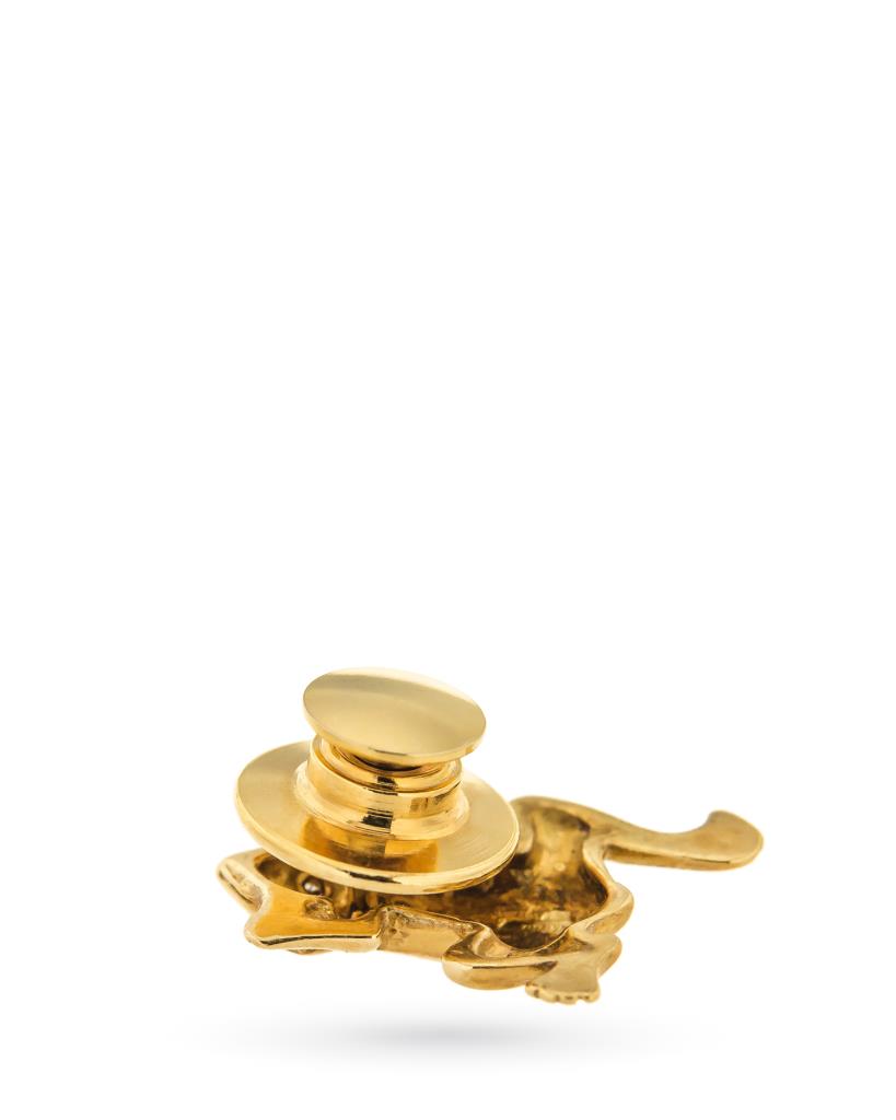  Spilla da uomo Rana in oro giallo 18kt con 2 diamanti - LUSSO ITALIANO