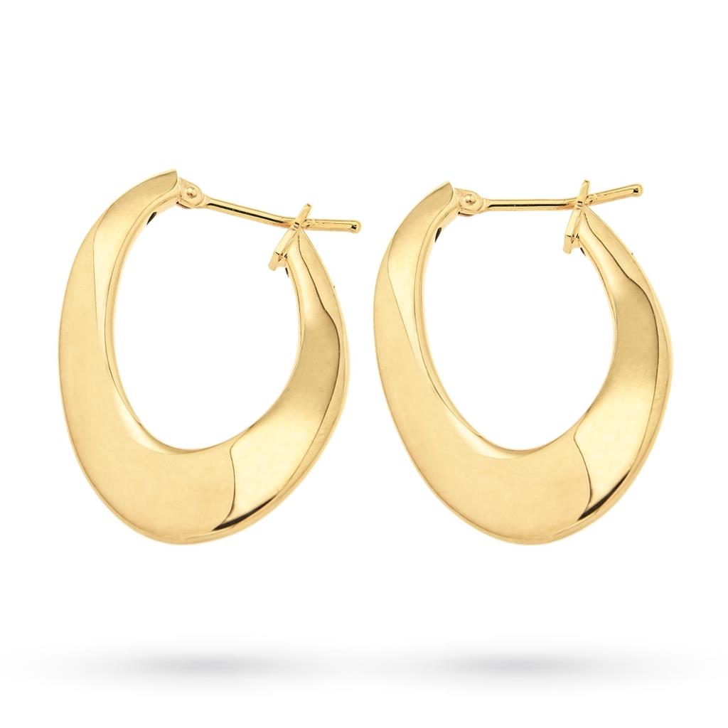 Polished 18kt yellow gold wavy oval earrings - LUSSO ITALIANO