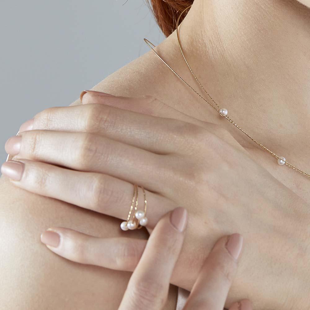  Yellow Gold Wire Ring 4 &Oslash; 4mm Pearls MagicWire Size 10 ITA - MAGICWIRE