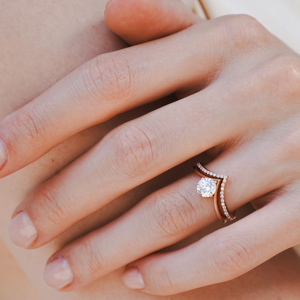 Anello oro rosa diamante ~0,7 Carati Lab-Grown - AMA