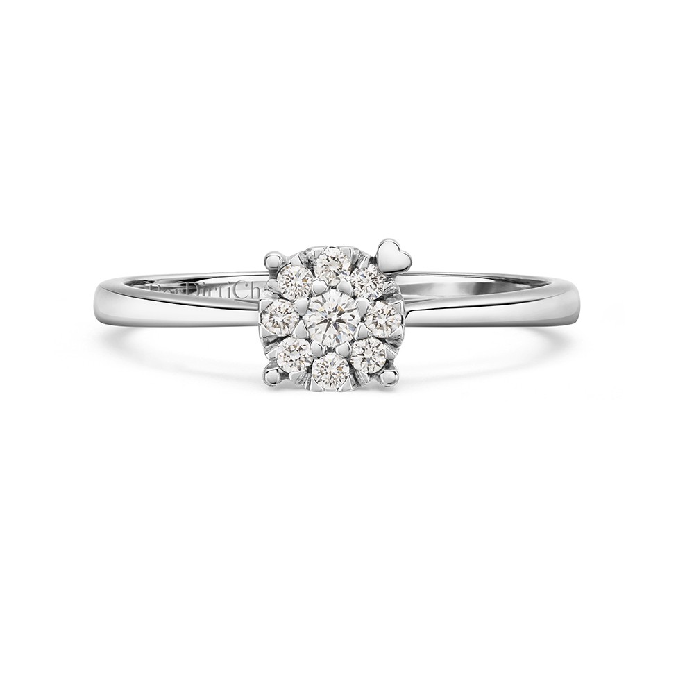 Anello solitario multipietra oro bianco griff cuore 0,15 ct - PER DIRTI CHE