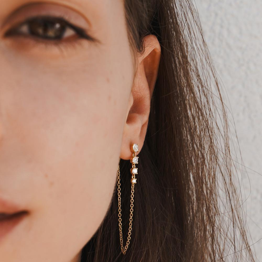  Orecchini Pendenti Oro Rosa Diamanti 0,70 Carati Totali Lab-Grown - AMA