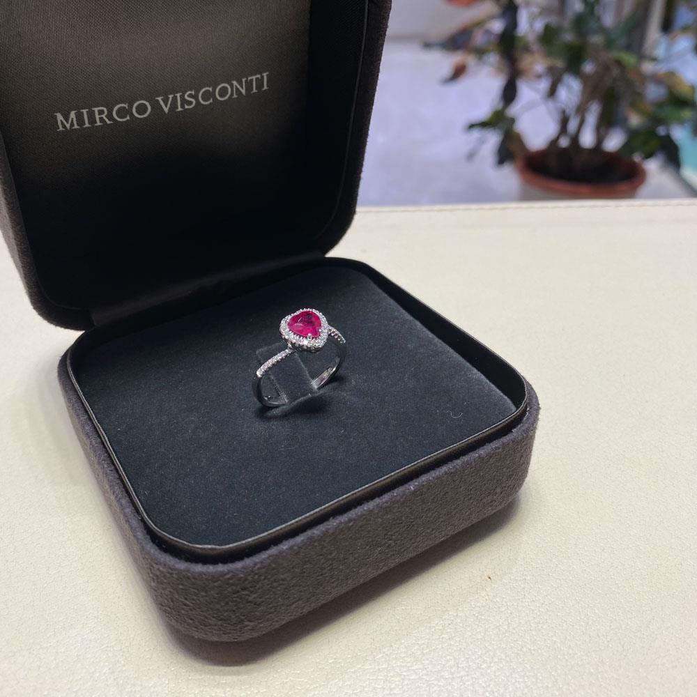  Anello rubino cuore 1,03ct contorno diamanti 0,17ct Mirco Visconti - MIRCO VISCONTI