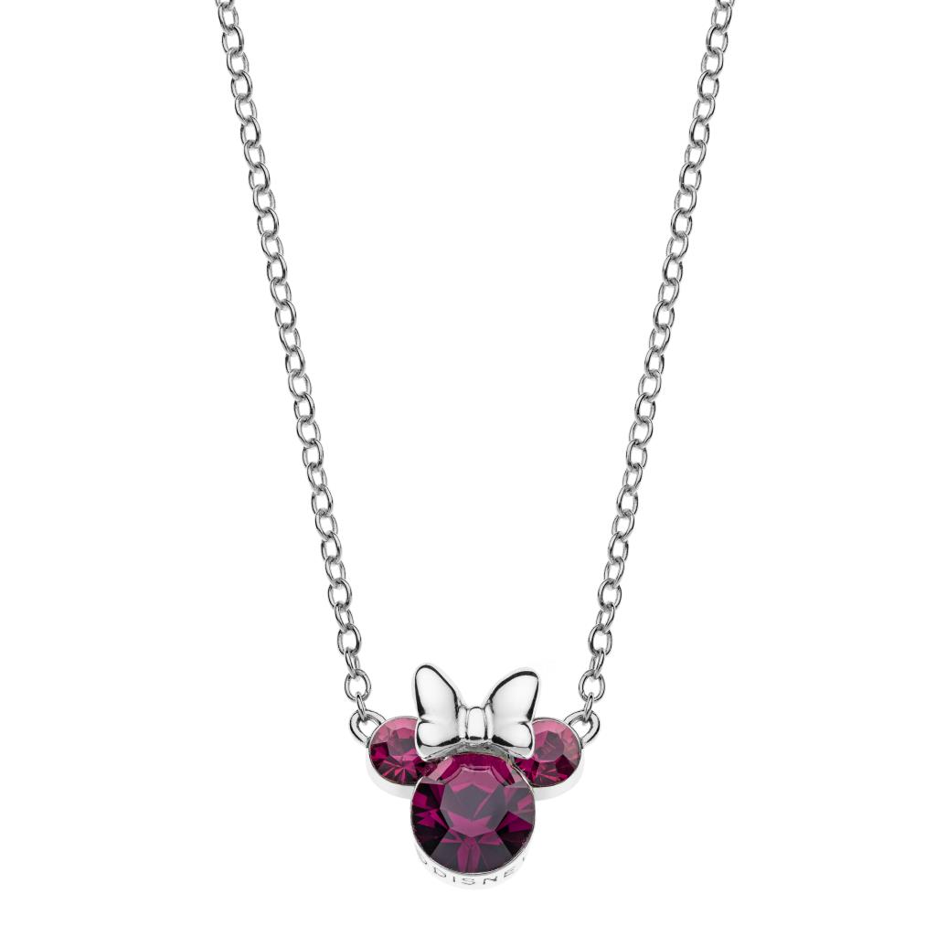 Disney Mickey and Minnie Children's Necklace Silver 925 Colored Zircon