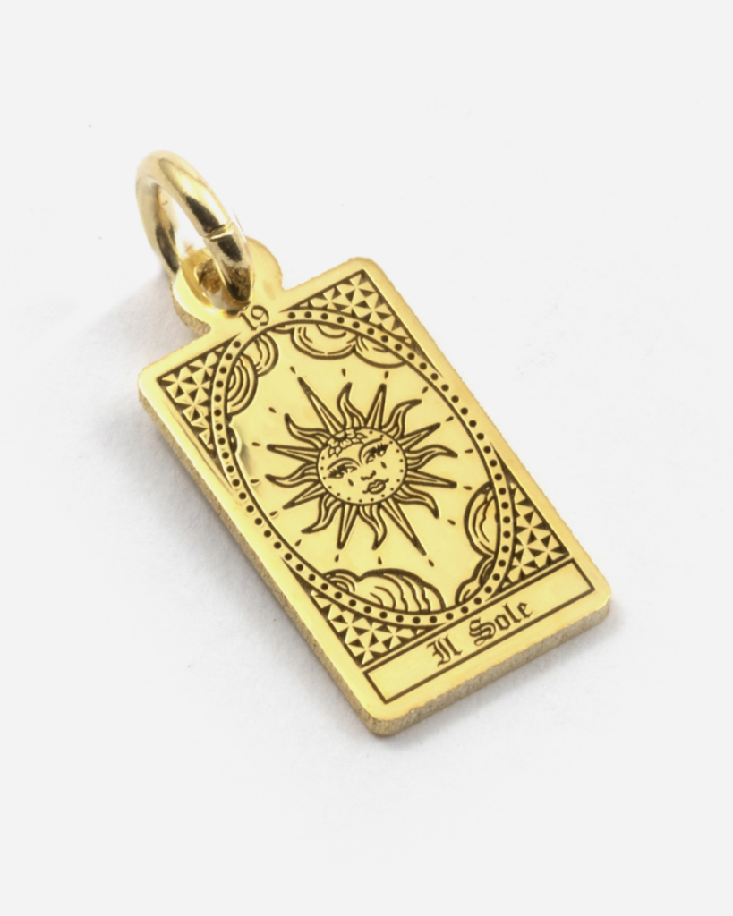 Ciondolo Carta Tarocchi Il Sole in argento dorato Grande