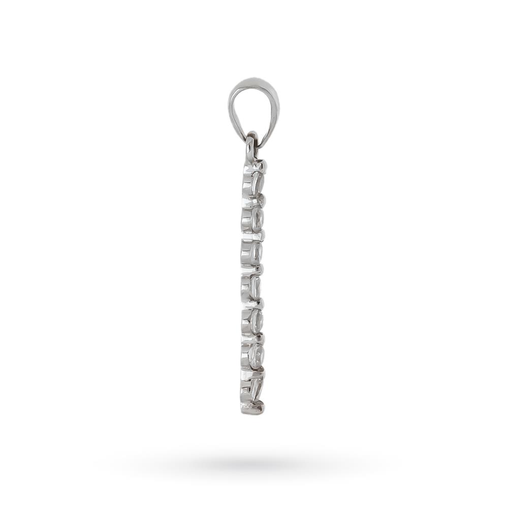 Ciondolo barretta oro bianco 18kt zirconi bianchi - LUSSO ITALIANO