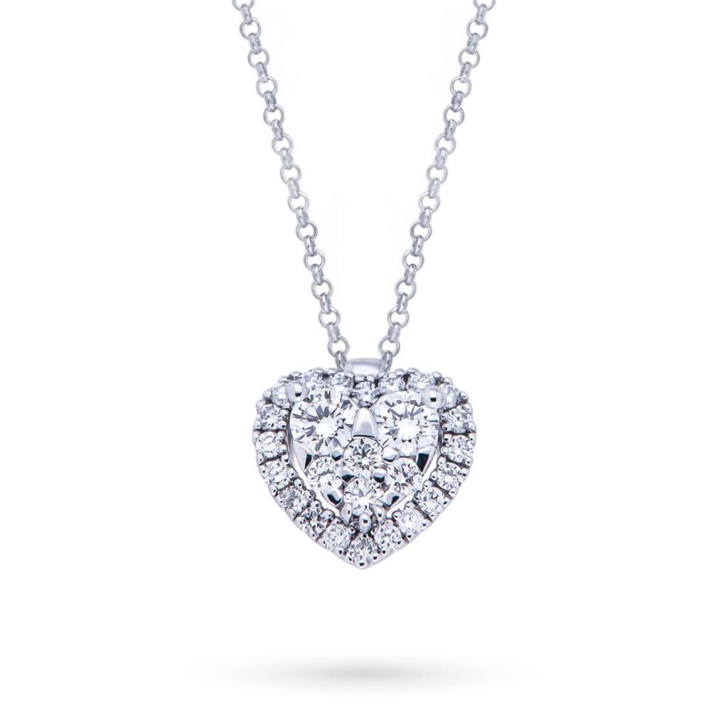 White gold necklace heart diamonds 0.15ct G VS - MIRCO VISCONTI