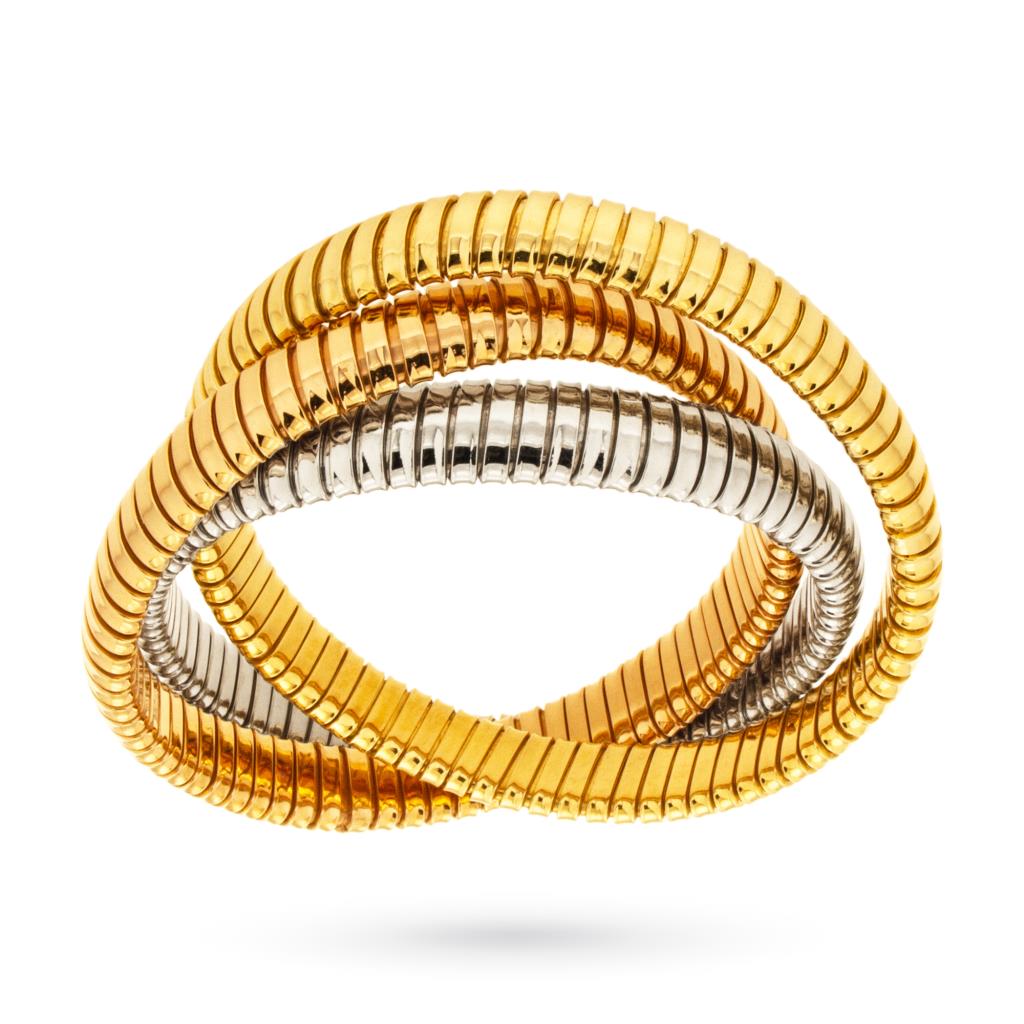 Tris bracciali elastici in oro bianco, giallo e rosa Weingrill - WEINGRILL