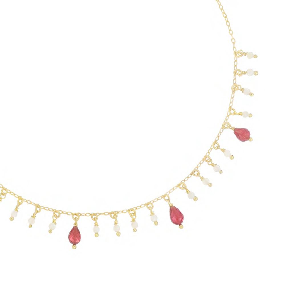 Girocollo frange spinelli 3 granati rossi Maman et Sophie GHFRAMP3GR - MAMAN ET SOPHIE