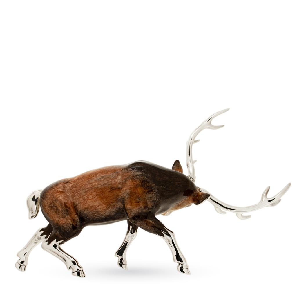  Cervi coppia soprammobile argento 925 smalto - SATURNO