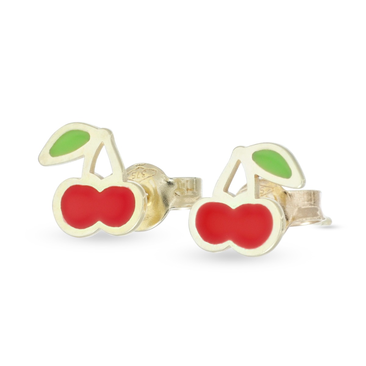 18kt yellow gold enamel cherry earrings