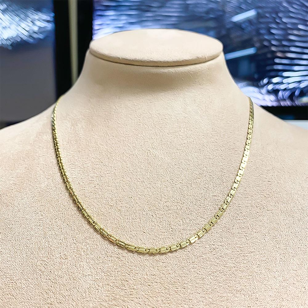  Catena maglia piatta rigata oro giallo 18kt 44cm - LUSSO ITALIANO