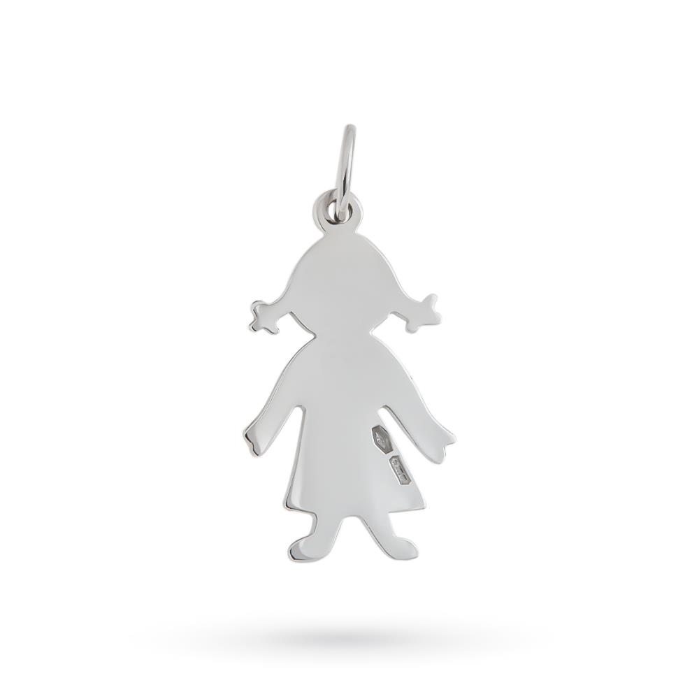  Ciondolo bambina oro bianco 18kt lastra lucida - LUSSO ITALIANO