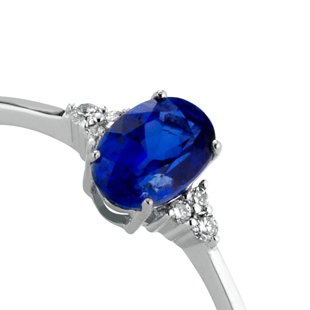  Anello in oro con zaffiro blu 0,75ct e diamanti 0,04ct - LELUNE