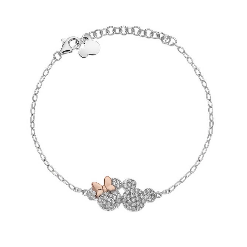 Children's bracelet Disney Mickey Minnie white crystals pave - DISNEY