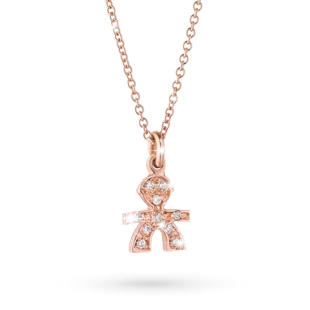 Girocollo leBebe LBB323 bimbo pendente oro rosa pave diamanti - LE BEBE