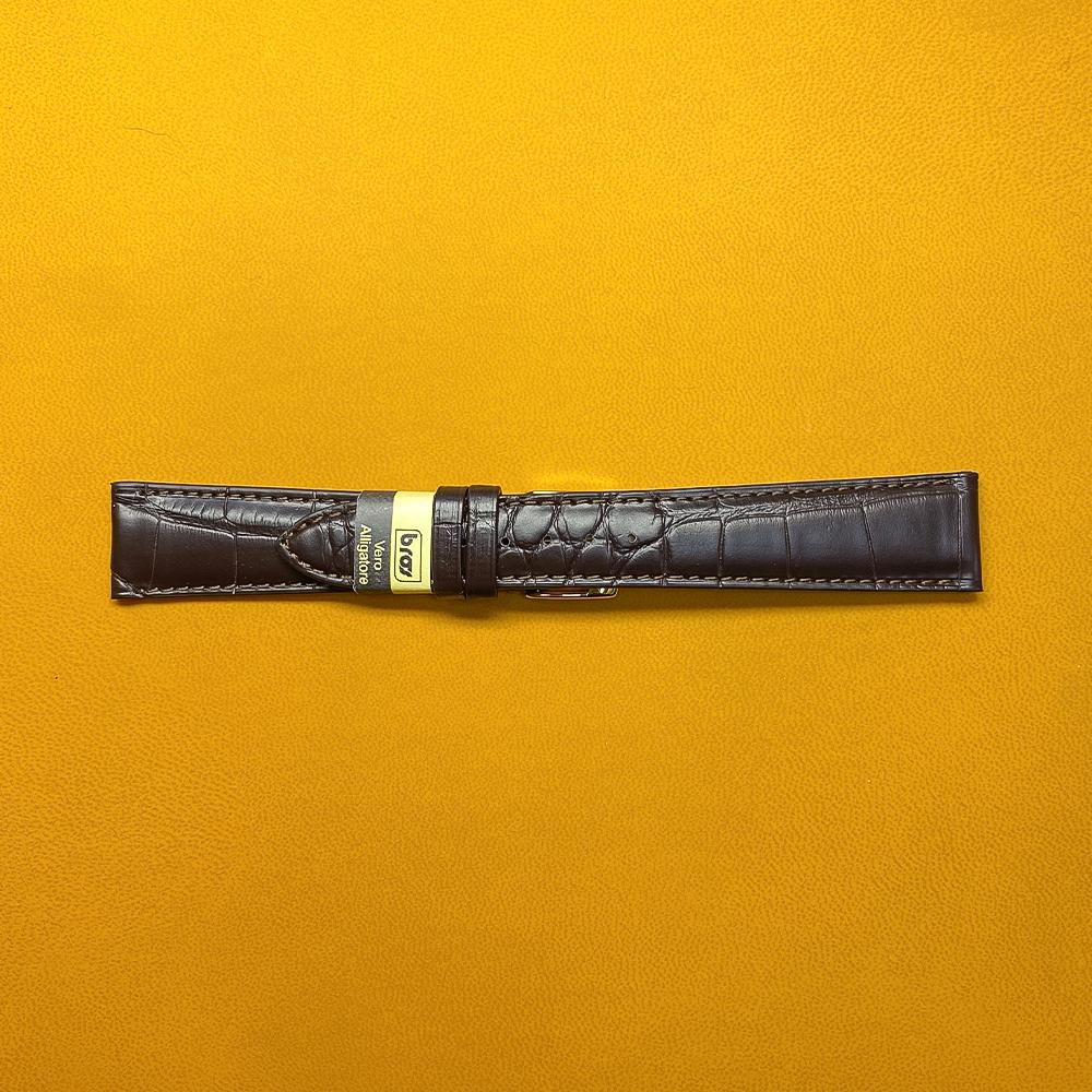 Cinturino pelle alligatore marrone scuro opaco 20-16mm - BROS