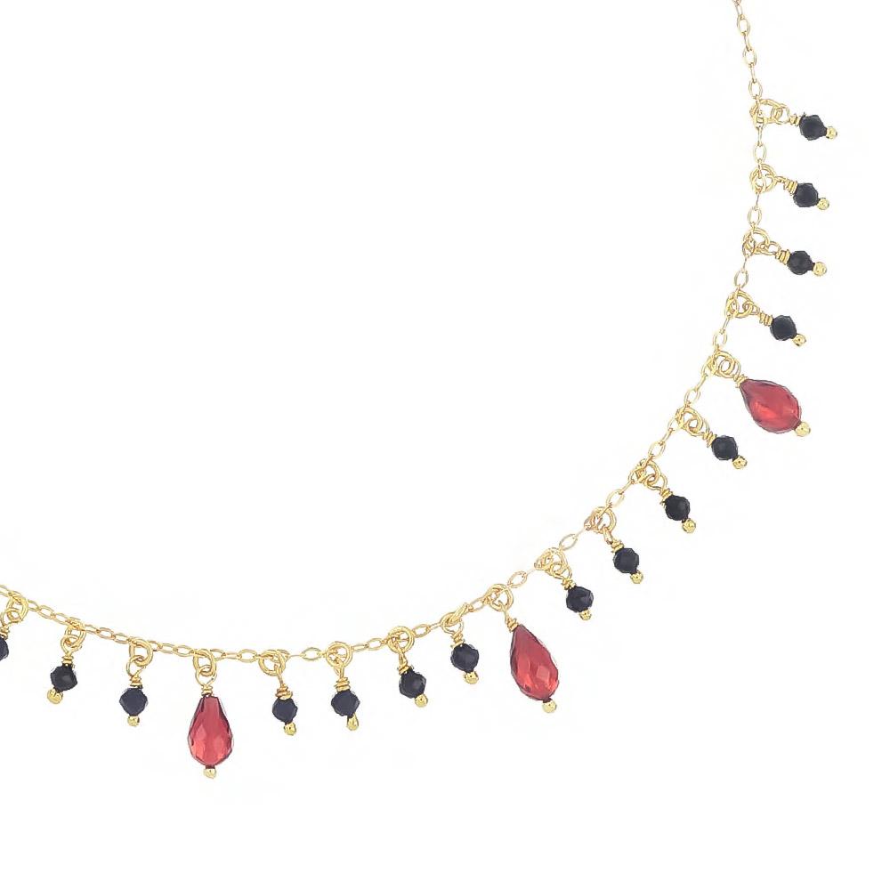  Girocollo frange spinelli 3 granati rossi Maman et Sophie GHFRASP3GR - MAMAN ET SOPHIE