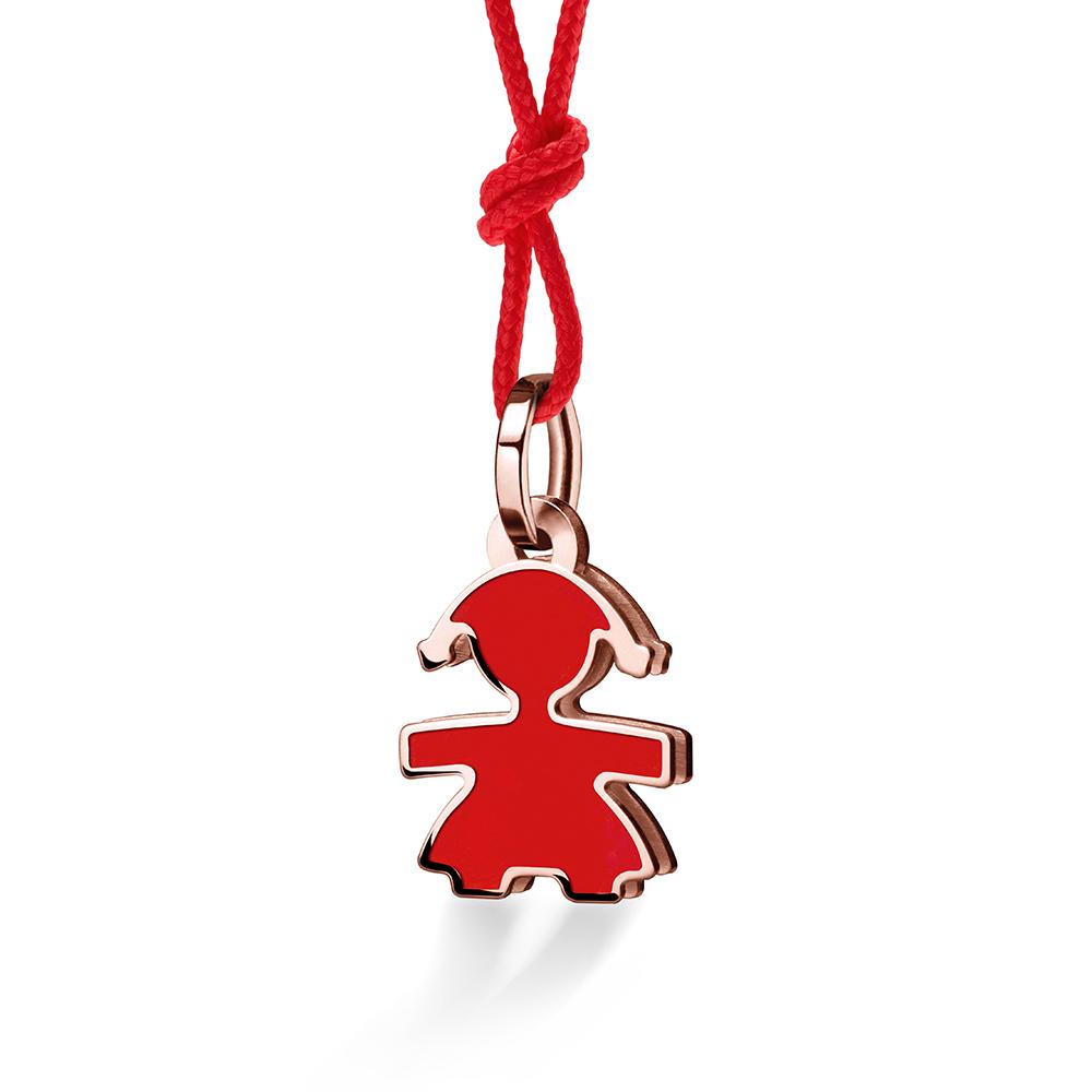 Ciondolo leBebe LBB049-RED Classici bimba oro rosa smalto rosso - LE BEBE
