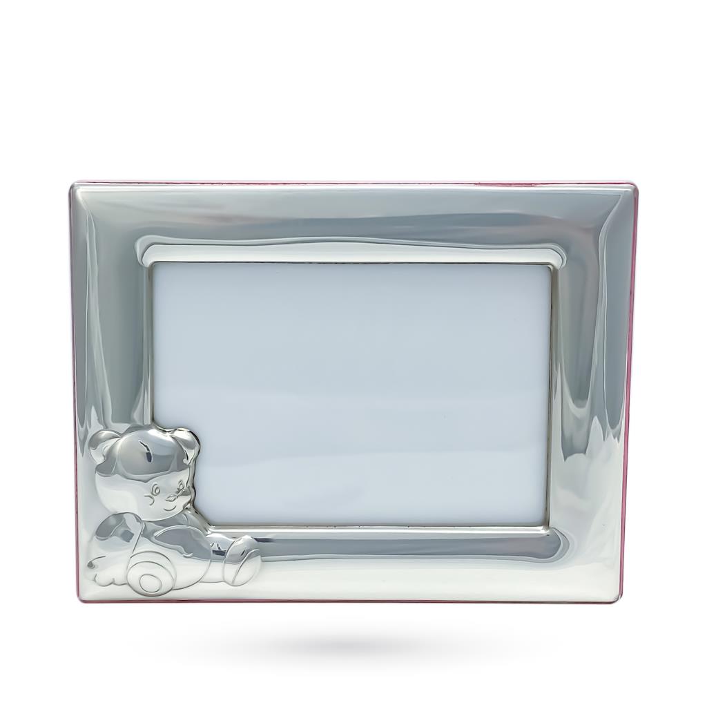 Silver photo frame 13x9cm teddy bear - UNBRANDED