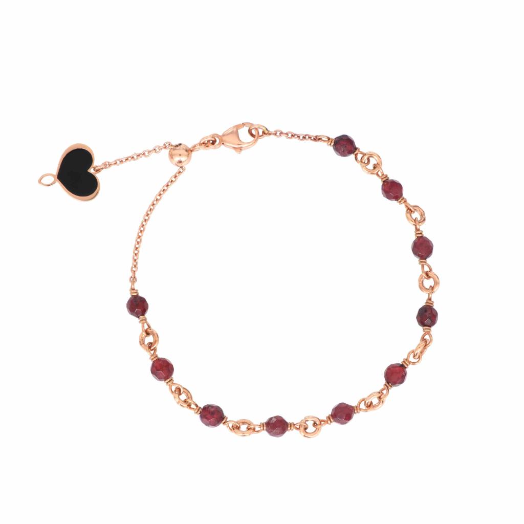 Bracelet with burgundy garnet stones in 925 silver plated rose gold - MAMAN ET SOPHIE