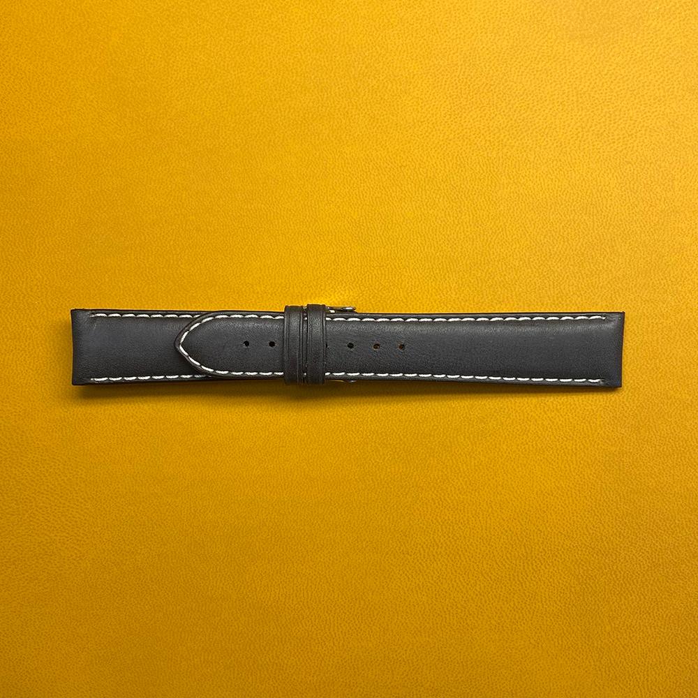 Matte dark brown French leather strap 20-18mm - BROS