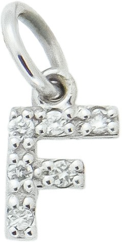 Ciondolo iniziale F stampatello h 5,30mm oro bianco diamanti - CICALA