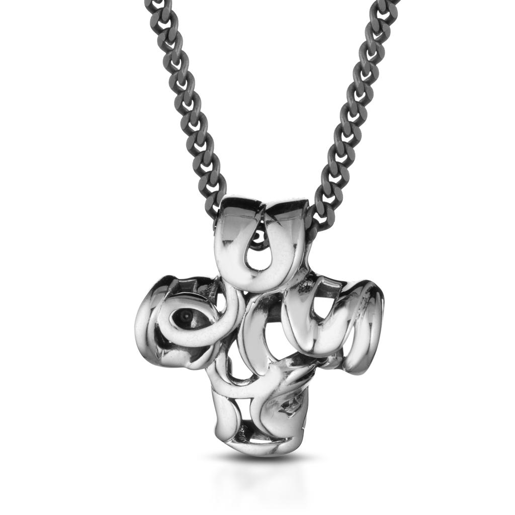  Collana brunita lunga 50cm con croce in argento 925 - MARESCA OFFICINE ORAFE