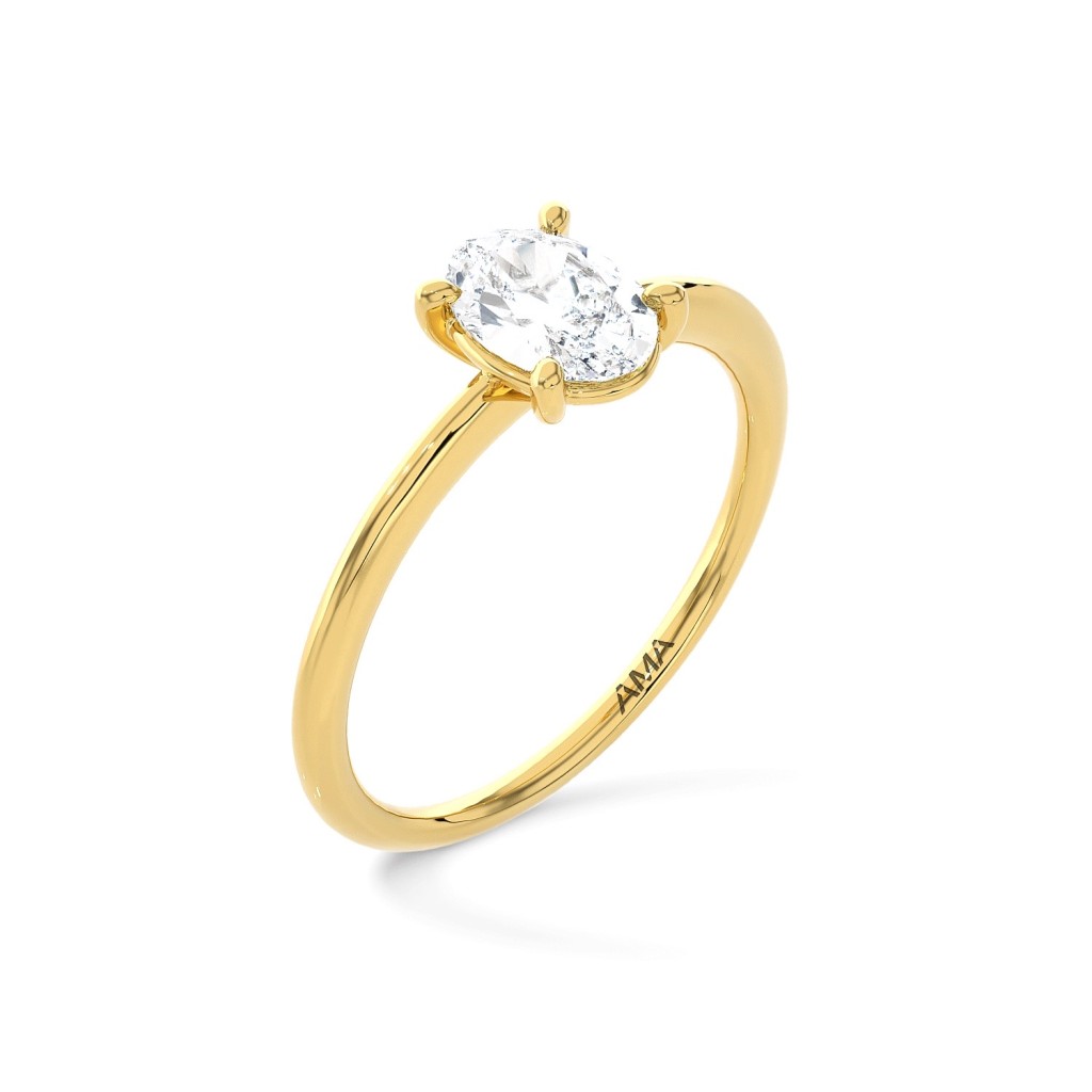 Anello oro giallo con diamante ovale 2,5 Carati Lab-Grown