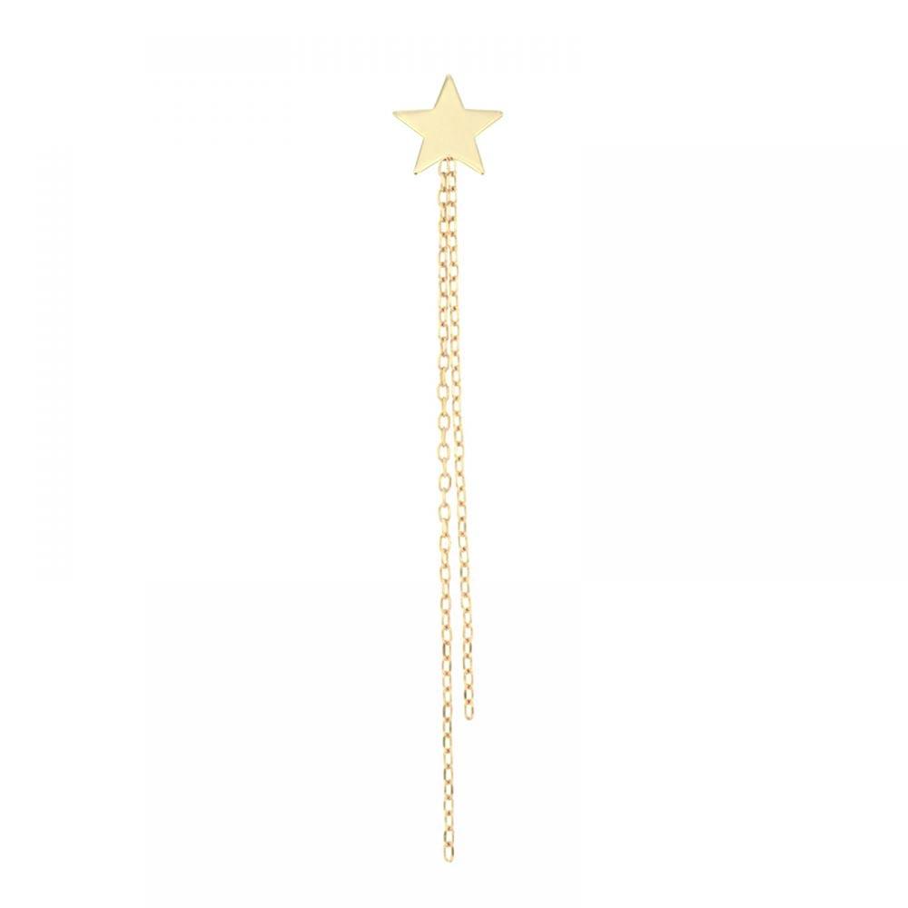 Golden silver single star lobe earring and chains - MAMAN ET SOPHIE