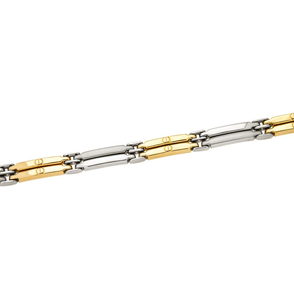 Bracciale uomo oro bianco e giallo 18kt doppia catena con viti 21cm  - LUSSO ITALIANO
