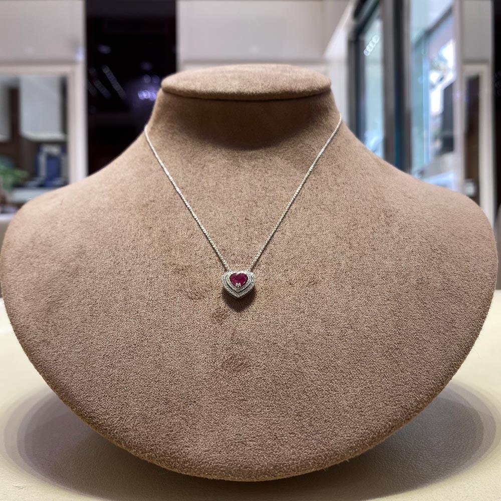  Girocollo rubino cuore 0,59ct diamanti 0,17ct Mirco Visconti - MIRCO VISCONTI