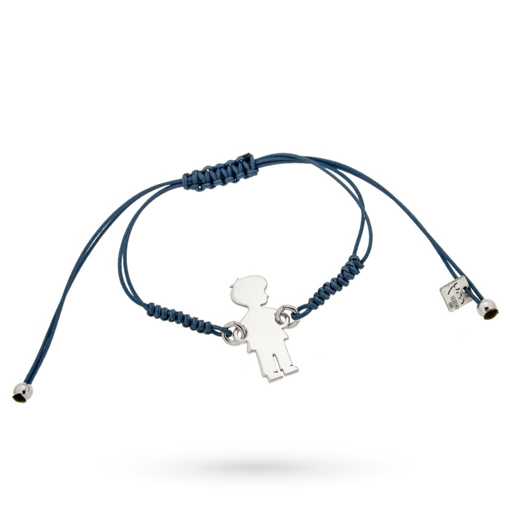 Bracelet with silver Boy charm and blue cord - MY JEWELS