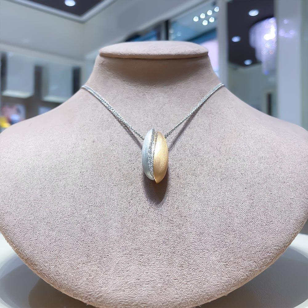  Girocollo Giorgio Visconti pendente bicolore diamanti 0,65ct - GIORGIO VISCONTI