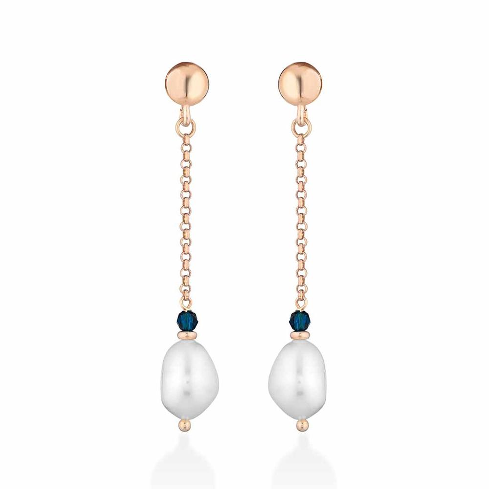 Earrings pink silver blue spinel freshwater pearls - GLAMOUR