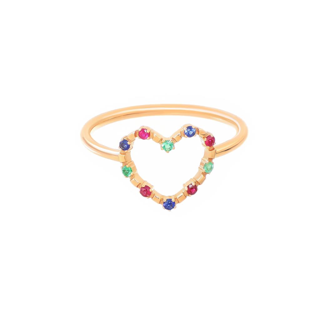 Heart ring sapphires rubies emeralds Maman et Sophie ANMCRRM13 - MAMAN ET SOPHIE