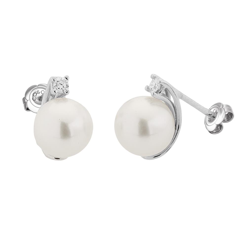  Earrings with AA Akoya pearl Ø 6,5mm and diamond - COSCIA