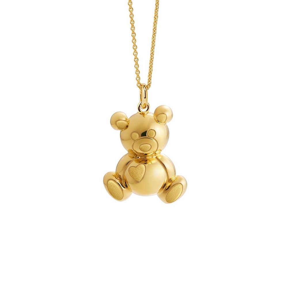 leBebe SNM091 Pregnancy Bola Teddy Bear Necklace in yellow gold-plated silver - LE BEBE