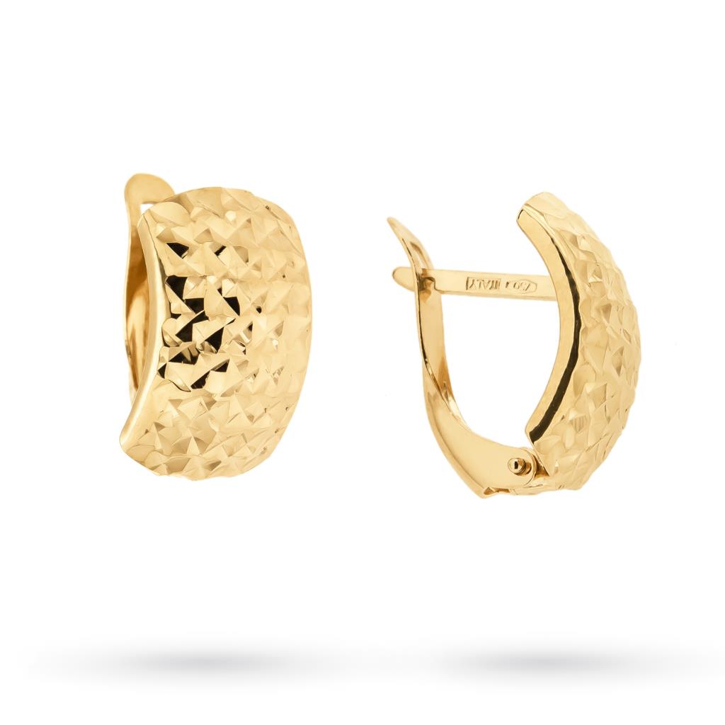  Orecchini bottone sfaccettato oro giallo 9x15mm - LUSSO ITALIANO