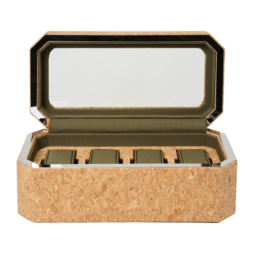  Wolf 4 Piece Watch Box - Natural Cork - WOLF