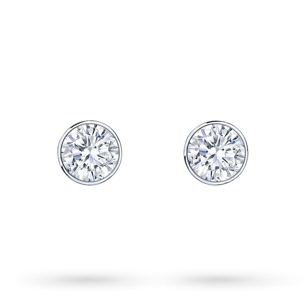 Orecchini copriforo tondi oro bianco diamanti ct 0,16 - CICALA