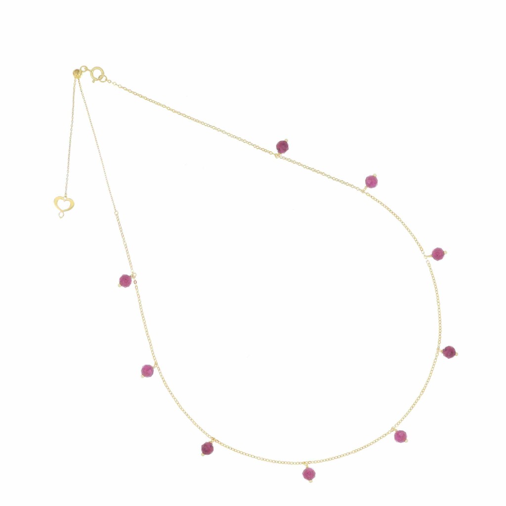 Girocollo Maman et Sophie oro giallo sfere di rubino pendenti - MAMAN ET SOPHIE