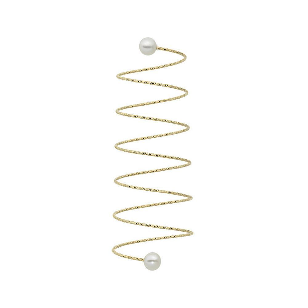 Yellow Gold Spiral Ring 2 &Oslash; 4mm Pearls MagicWire Size 15 ITA - MAGICWIRE