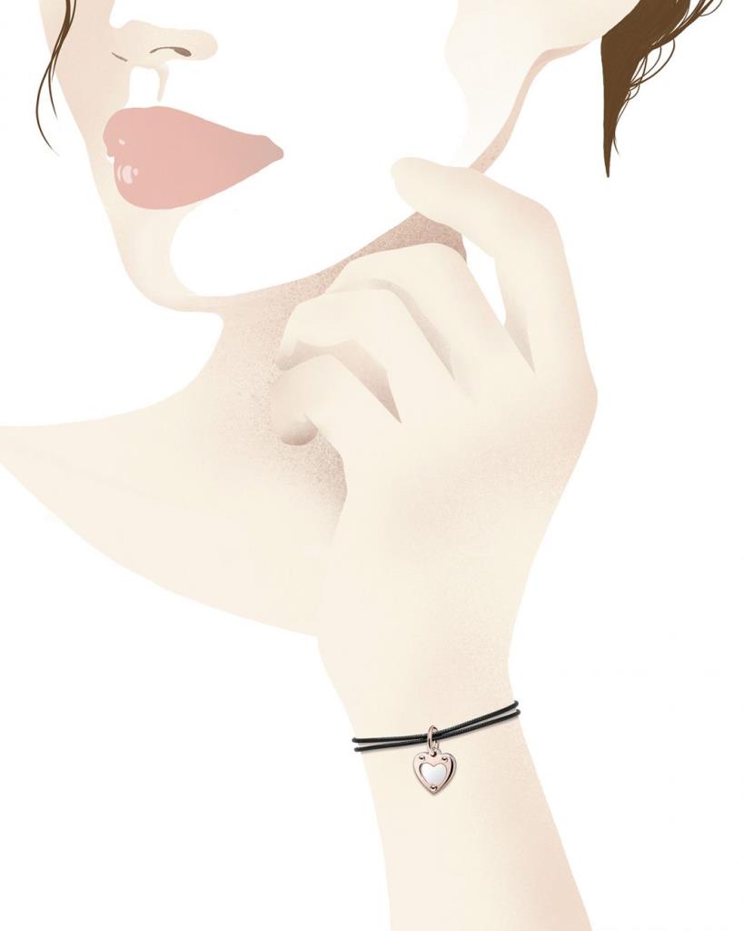  9kt rose gold and 925 leBebe LBB163 sterling silver heart charm small size - LE BEBE