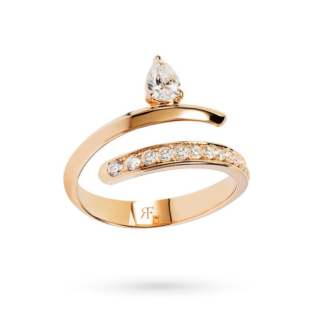 Anello Twist oro rosa goccia diamante brillanti RFJewels - RF JEWELS