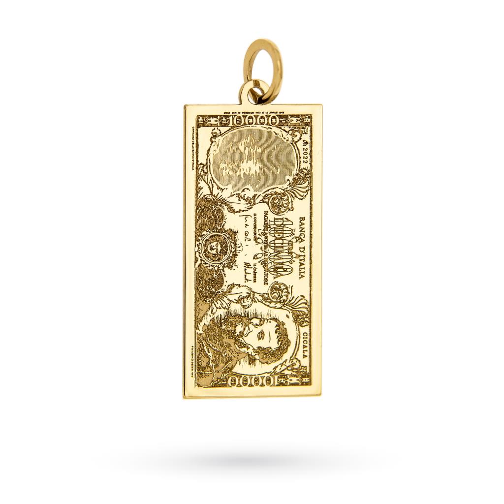18kt yellow gold banknote pendant 10000 lire - CICALA